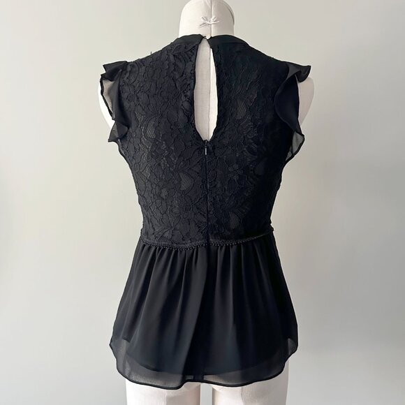 Ever New Blouse Black Womens Size 4 Lace Babydoll Sleeveless - Picture 3 of 6